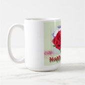 Mug Joyeux Anniversaire Roses Rouges Design Floral (Gauche)