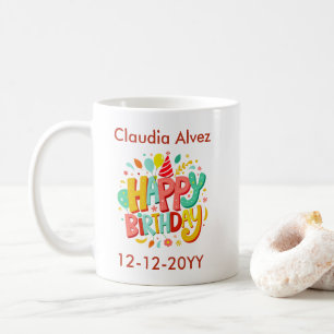 Mug Joyeux Anniversaire Rouge Et Sarcelle Ludique
