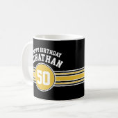 Mug Joyeux Anniversaire Sports Stripes avec Age Gold B (Devant gauche)