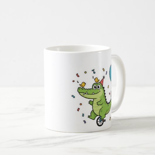 Mug Joyeux Anniversaire Thème Cartoon Cirque Crocodile (Devant droit)