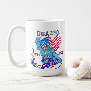 Mug Joyeux Anniversaire USA 250e Torche Une Flamme