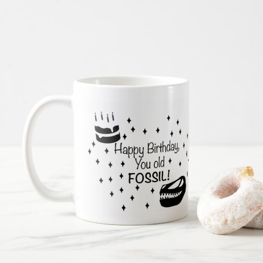 Mug Joyeux Anniversaire Vous Vieux Fossil, Anniversair (Avec donut)