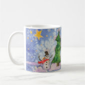 Mug Joyeux Arbre De Noël Et Aquarelle De Snowman Froid (Gauche)