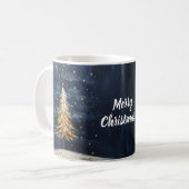 Mug Joyeux arbre d'or de Noël (Devant gauche)