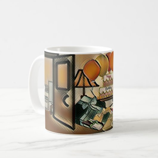 Mug Joyeux art d'anniversaire (Devant gauche)