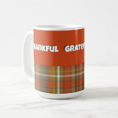 Mug Joyeux Automne Plaid Brown Orange Grey Or Blanc (Devant gauche)