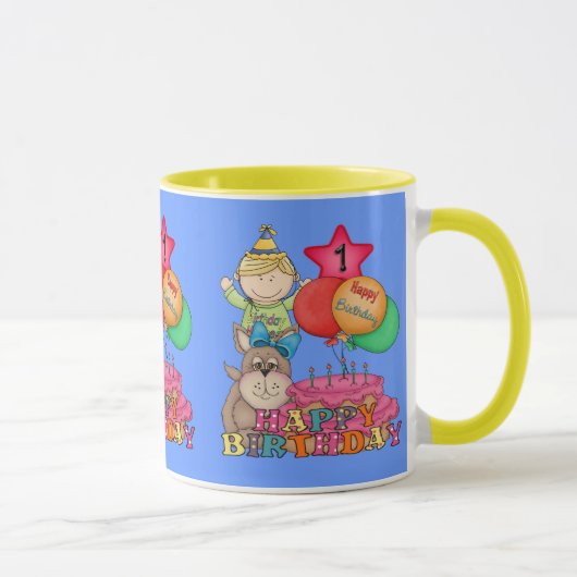Mug Joyeux Ballons d'anniversaire garçon 1 an (Droite)