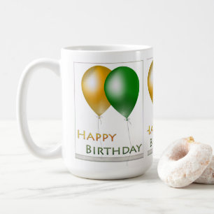 Mug Joyeux Ballons d'anniversaire Vert et Or