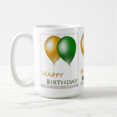 Mug Joyeux Ballons d'anniversaire Vert et Or (Gauche)