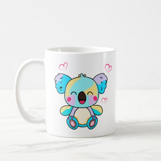 Mug Joyeux bébé koala souriant ours avec coeur d'amour (Gauche)