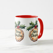 Mug Joyeux biscuit de Noël avec baies Holly (Devant droit)