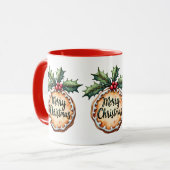 Mug Joyeux biscuit de Noël avec baies Holly (Devant gauche)