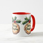 Mug Joyeux biscuit de Noël avec baies Holly (Devant droit)