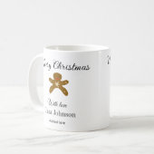 Mug Joyeux biscuits marron de Noël ajouter un nom avec (Devant gauche)