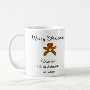 Mug Joyeux biscuits marron de Noël ajouter un nom avec