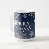 Mug Joyeux bleu et flèches de neige brillantes Noël (Devant gauche)
