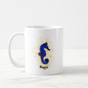 Mug joyeux bleu marine cheval aquarelle