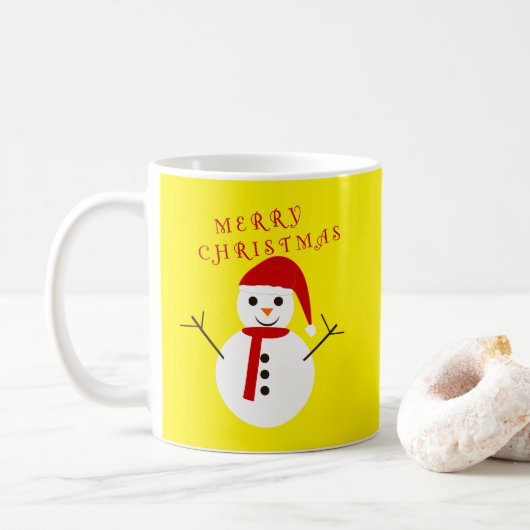 Mug Joyeux bonhomme de neige de Noël (Avec donut)