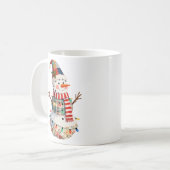 Mug Joyeux Bonhomme de Neige Patchwork Éclairage de No (Devant gauche)