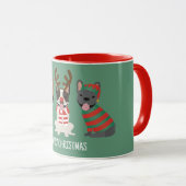 Mug Joyeux Buldogs français de Noël (Devant droit)