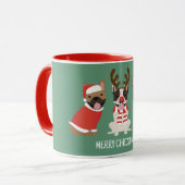 Mug Joyeux Buldogs français de Noël (Devant gauche)