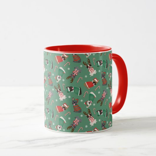 Mug Joyeux Buldogs français de Noël (Devant droit)