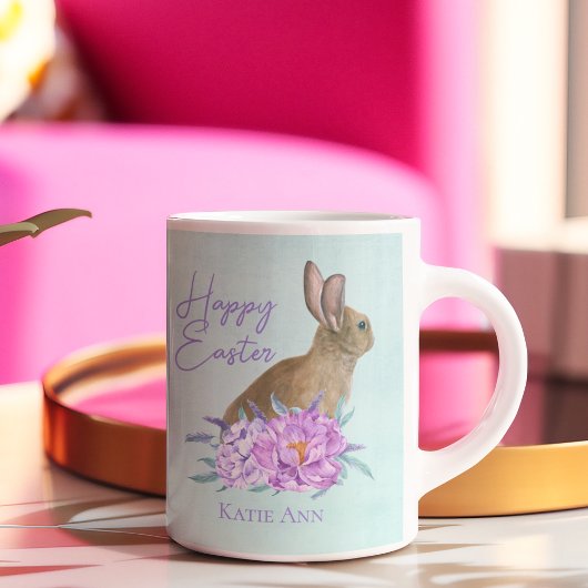 Mug Joyeux Bunny de Pâques Beau Pastel Floral Custom