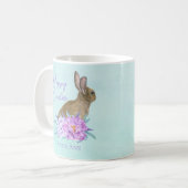 Mug Joyeux Bunny de Pâques Beau Pastel Floral Custom (Devant gauche)