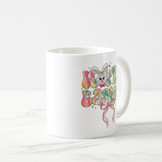 Mug Joyeux Bunny de Pâques Coquette Bow (Devant droit)