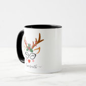 Mug Joyeux cadeau de Noël Cute Reindeer Visages noir (Devant gauche)