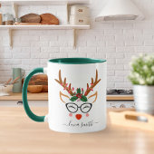 Mug Joyeux cadeau de Noël Cute Reindeer Visages vert