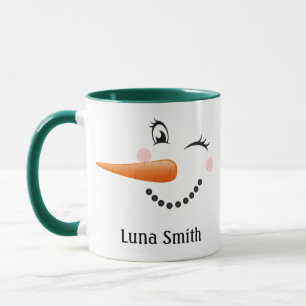 Mug Joyeux cadeau de Noël Happy Snowman visage vert