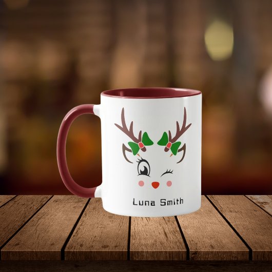 Mug Joyeux cadeau de Noël mignonne cerf face à Maroon 