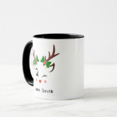 Mug Joyeux cadeau de Noël mignonne cerf face au café n (Devant gauche)
