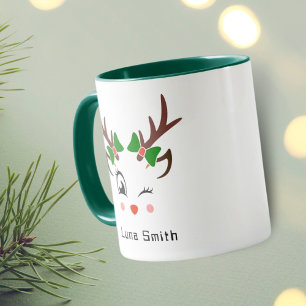 Mug Joyeux cadeau de Noël mignonne cerf face au café v