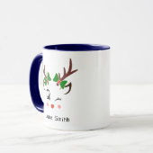 Mug Joyeux cadeau de Noël mignonne cerf visages café b (Devant gauche)