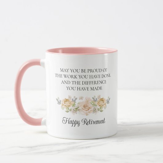 Mug Joyeux cadeau de retraite pour les femmes avec Flo (Gauche)
