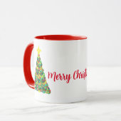 Mug Joyeux café de Noël avec des arbres de Noël (Devant gauche)