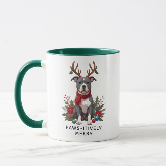 Mug Joyeux café de Noël de Pittbull Chien de Noël (Gauche)