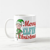 Mug Joyeux calembour féerique drôle de Noël d'Elf (Gauche)
