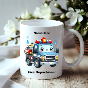Mug Joyeux camion de feu de dessin animé prêt à rouler