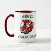 Mug Joyeux Camion d'incendie de Noël (Gauche)