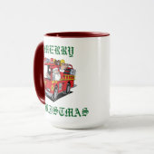 Mug Joyeux Camion d'incendie de Noël (Devant gauche)