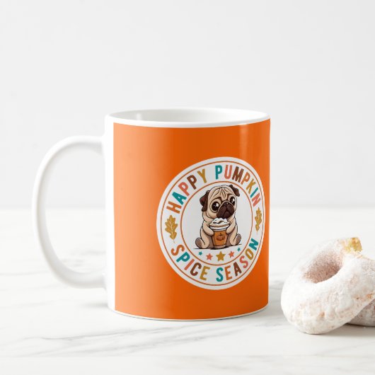 Mug Joyeux Carlin de saison des épices Citrouille (Avec donut)