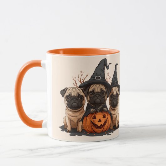 Mug Joyeux Carlins d'Halloween Jack O Lanterns (Gauche)