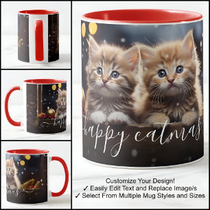 Mug Joyeux Catmas Chat Beau Modèle de Texte Photo