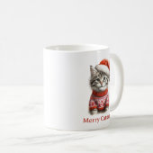 Mug Joyeux Catmas Cute Tabby Kitten Père Noël Noël (Devant droit)