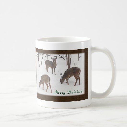 Mug Joyeux Cerf blanc de Noël en neige (Droite)