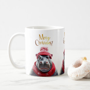 Mug Joyeux chapeau et foulard de Noël Hippo