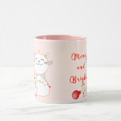 Mug Joyeux Chat Jouer Avec Lumière LED | Noël mignon (Centre)